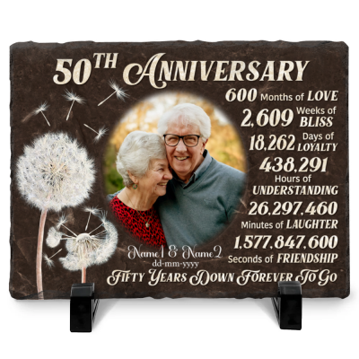 Fifty Years Down Forever To Go - Personalized 50th Anniversary Photo Slate - 50th Wedding Anniversary Gifts For Parents