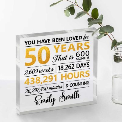 You Have Been Loved For 50 Years - Personalized 50th Birthday Acrylic Block - 50 Years Old Birthday Keepsake Gifts For Women Men