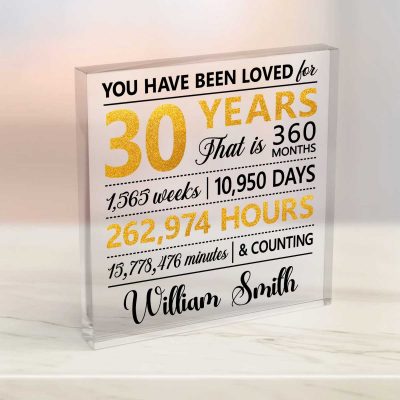 You Have Been Loved For 30 Years - Personalized 30th Birthday Acrylic Block - 30th Birthday Keepsake Gifts For Her Him
