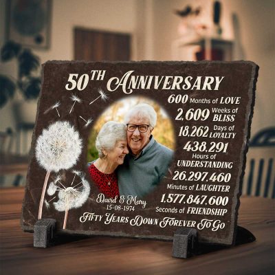 Fifty Years Down Forever To Go - Personalized 50th Anniversary Photo Slate - 50th Wedding Anniversary Gifts For Parents