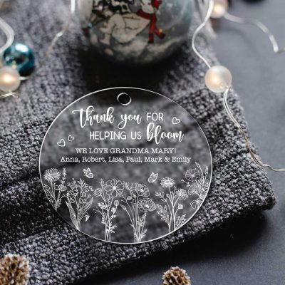 Thank You Grandma for Helping Us Bloom - Custom Grandma Ornament - Personalized Birth Flower Grandkids Ornament - 2024 Christmas Nana Gifts