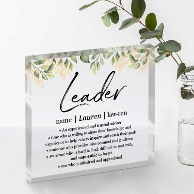 Leader Definition - Personalized Leader Appreciation Acrylic Plaque - Leadership Gifts - Thank You Christmas Gifts For Leader