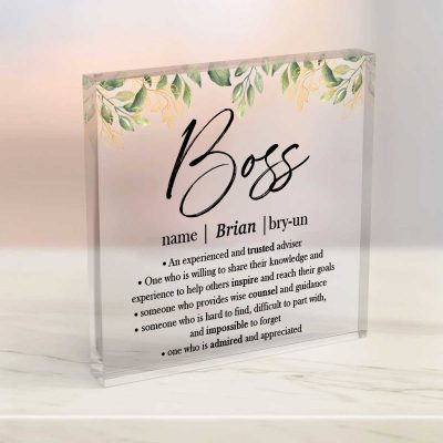 Boss Definition - Personalized Boss Appreciation Acrylic Plaque - Boss Retirement Gifts - Going Away Christmas Birthday Gifts For Boss
