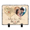 Where We Met - Personalized Heart Location Map Rock Slate With Photo - First Date Memory Map Gifts - Custom Anniversary Valentines Gifts For Him Her
