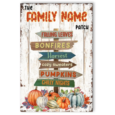 Personalized Fall Family Decor Metal Sign - Harvest Bonfires Hayrides Metal Sign - Custom Autumn Decor - Farmhouse Fall Decor - Fall Home Decor