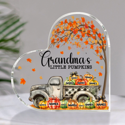 Grandma's Little Pumpkins Acrylic Plaque - Grandma with Pumpkins Grandkids Custom Plaque - Grandma Autumn Decor - Fall Halloween Gifts