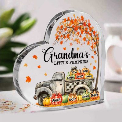 Grandma's Little Pumpkins Acrylic Plaque - Grandma with Pumpkins Grandkids Custom Plaque - Grandma Autumn Decor - Fall Halloween Gifts
