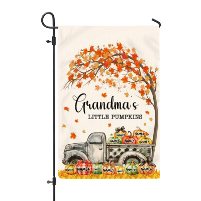 Personalized Grandmas Little Pumpkins Garden Flag - Nana's Pumpkins Custom Grandkids Name Flag - Garden Gifts For Grandma - Fall Grandma Yard Flag