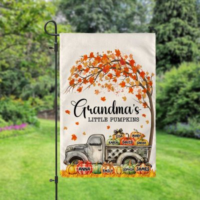 Personalized Grandma's Little Pumpkins Garden Flag - Nana's Pumpkins Custom Grandkids Name Flag - Garden Gifts For Grandma - Fall Grandma Yard Flag