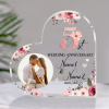 5th Anniversary Gift - Custom 5th Wedding Anniversary Heart Acrylic Block - 5 Year Anniversary Plaque - Wooden Anniversary Gift for Wife