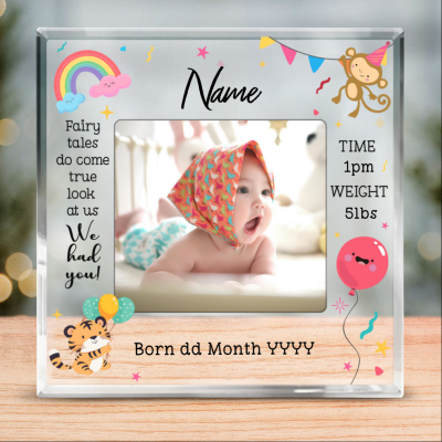 Personalized Newborn Birth Photo Acrylic Block - Christening Gift - New Baby Gift - Acrylic Keepsake For Nursery Decor - Baby Shower Gift