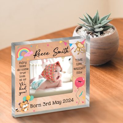Personalized Newborn Birth Photo Acrylic Block - Christening Gift - New Baby Gift - Acrylic Keepsake For Nursery Decor - Baby Shower Gift