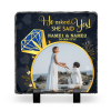 He Asked She Said Yes - Engaged Personalized Photo Stone Plaque - Keepsake Gift For Engagement - Couple Engagement Slate
