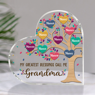 My Greatest Blessings Call Me Grandma - Personalized Grandma Family Tree Acrylic Plaque - Keepsake Gift For Grandma With Grandkids Names