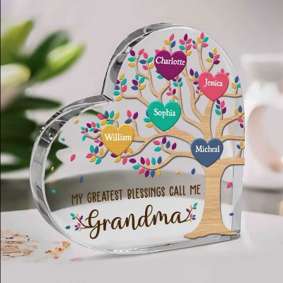 My Greatest Blessings Call Me Grandma - Personalized Grandma Family Tree Acrylic Plaque - Keepsake Gift For Grandma With Grandkids Names