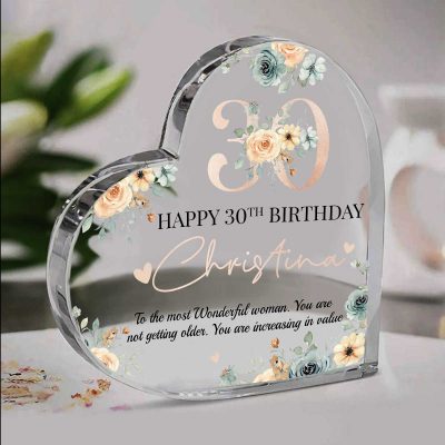 Personalized Happy 30th Birthday Heart Acrylic Plaque, 30th Birthday Gift For Her, 30 Years Old Keepsake Gifts