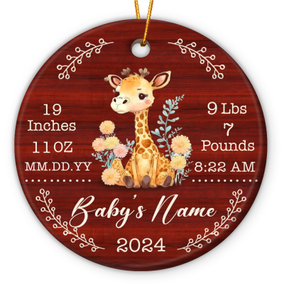 Personalized Baby's Birth Stats Ceramic Ornament 2025 - Baby's First Christmas Ornament - New Baby Keepsake Gifts