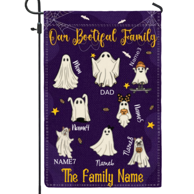 Our Bootiful Family Halloween Garden Flag - Personalized Boo Family Halloween Flag - Flag Custom Halloween - Ghost Family Halloween Outdoor Decor