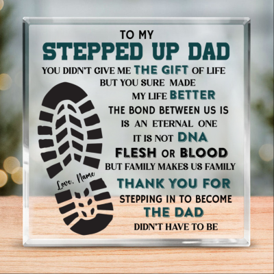 Personalized Stepped Up Dad Acrylic Plaque With Kids Name - Bonus Dad Gifts From Daughter Son - Stepped Up Dad Gift Keepsake