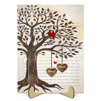 Custom Couple Anniversary Wooden Sign - Personalized Name Couple Tree Sign - 5 Years Anniversary Gift For Her - Valentines Day Gifts For Husband