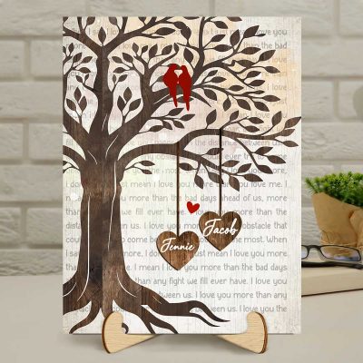 Custom Couple Anniversary Wooden Sign - Personalized Name Couple Tree Sign - 5 Years Anniversary Gift For Her