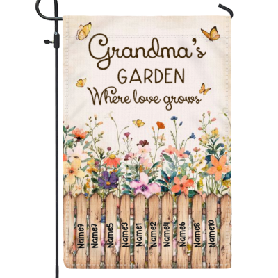 Where Love Grows Personalized Grandma's Garden Flag
