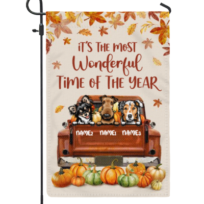 Custom Dog Fall Garden Flag - Personalized Pet Pumpkin Truck Garden Flag - Pet Lovers Gifts - Thanksgiving Gifts - Fall Yard Decor