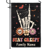Stay Creepy Personalized Family Name Halloween Flag - Skeleton Hand Sign Halloween Flag - Halloween Family Outdoor Decor