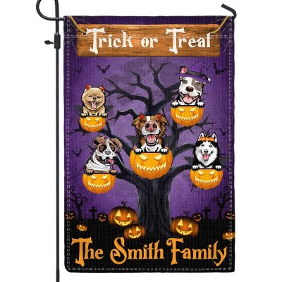 Custom Dog Halloween Garden Flags - Welcome Fall Halloween Yard Flag - Halloween Gift For Dog Lover - Halloween Decor - Dog Owner Gift - Dog Lover Gift