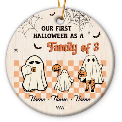 First Halloween Family Of 3 Personalized Ornament, Custom Family Name Halloween Gifts, Baby First Halloween Keepsake