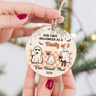 First Halloween Family Of 3 Personalized Ornament, Custom Family Name Halloween Gifts, Baby First Halloween Keepsake