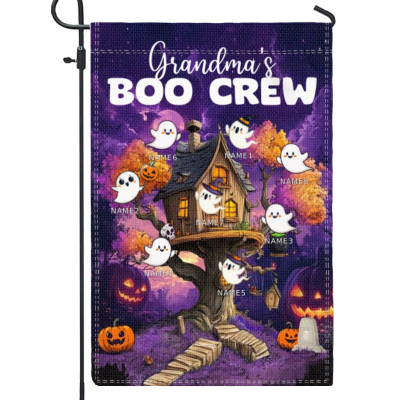 Personalized Halloween Gifts For Grandma, Grandma's Boo Crew Garden Flag, Custom Grandkids Name Gifts, Halloween Gifts for Grandma, Halloween Garden Decor