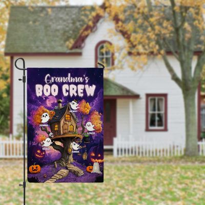 Personalized Halloween Gifts For Grandma, Grandma's Boo Crew Garden Flag, Custom Grandkids Name Gifts, Halloween Gifts for Grandma, Halloween Garden Decor