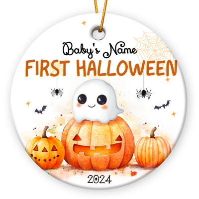 Baby First Halloween Ornament, Custom Baby's First Halloween Gift, Baby Halloween Gift