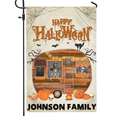 Happy Halloween Camper House Flag, Personalized Camper Halloween Flag, Gifts for Camper Owners, Camping Lovers Gifts