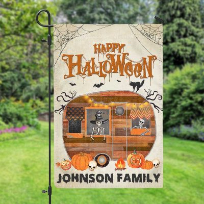 Happy Halloween Camper House Flag, Personalized Camper Halloween Flag, Gifts for Camper Owners, Camping Lovers Gifts