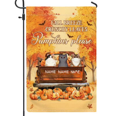 Custom Cat Pumpkin Fall Garden Flag, Personalized Gift for Cat Lovers, Autumn Pumpkin Yard Flag, Halloween Outdoor Decor
