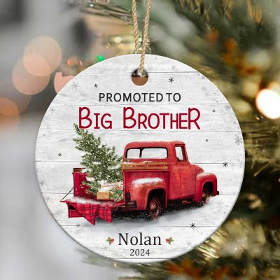 Promoted To Big Brother Ornament, Big Brother Christmas Ornament, Personalized New Big Brother Gifts, First Christmas Brother Ornament