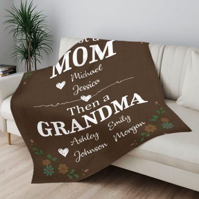 first mom now grandma fleece blanket blanket with grandkids names xmas gifts for grandma gifts from grandkids to grandma