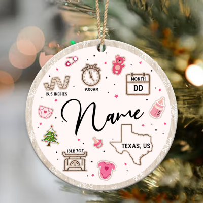 1st Christmas New Baby Ornament - Personalized Baby's First Christmas Ornament - New Born Ornament - First Christmas Gift - New Baby Xmas Gift