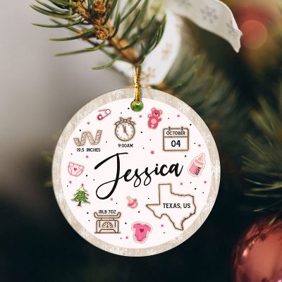 1st Christmas New Baby Ornament - Personalized Baby's First Christmas Ornament - New Born Ornament - First Christmas Gift - New Baby Xmas Gift