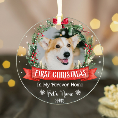 Personalized Dogs First Christmas Ornament 2025 - Dog 1st Christmas In My Forever Home Ornament - Dog Adoption Ornament - Rescued Puppy Gift