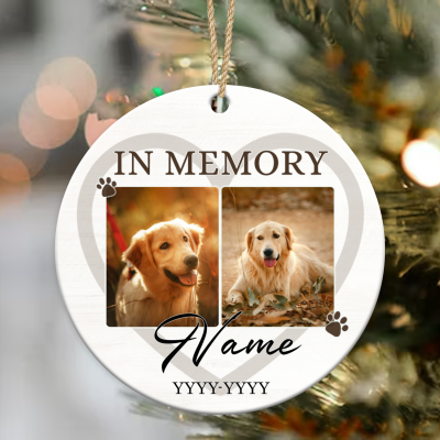 Pet Photo Christmas Ornament - Custom Dog Memorial Ornament - Pet Memorial Gifts - Xmas Dog Owner Gifts
