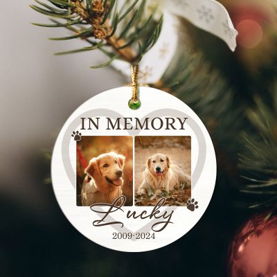 Pet Photo Christmas Ornament - Custom Dog Memorial Ornament - Pet Memorial Gifts - Xmas Dog Owner Gifts