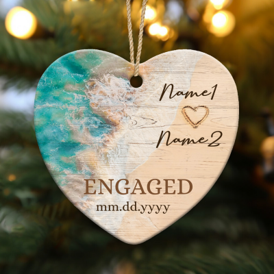 Beach Engagement Ornament, Custom Engaged Ornament, Engagement Gift, Anniversary Ornament, Just Engaged Gift, Engaged Christmas Ornament 2025