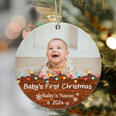 Custom Baby Photo Christmas Ornament 2025, Personalized Baby’s First Christmas Ornament, Baby 1st Christmas Bauble, Baby Holiday Keepsake