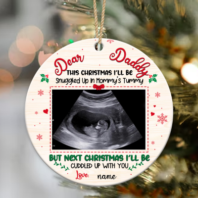 Daddy To Be Ornament, Baby Ultrasound Xmas Ornament, Expecting Dad Gift, New Dad Gift First Xmas, Pregnancy Announcement Christmas Ornament