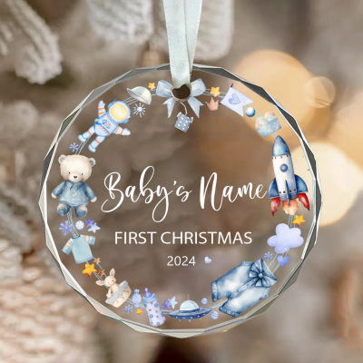 Personalized Baby Boy First Christmas Ornament 2025 - 1st Christmas Ornament for Baby Boy - Custom Baby 1st Christmas Ornament - Baby Xmas Gift