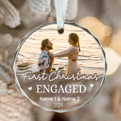 first christmas engaged personalized photo ornament 1st christmas engaged ornament just engaged ornament custom newly engaged gifts