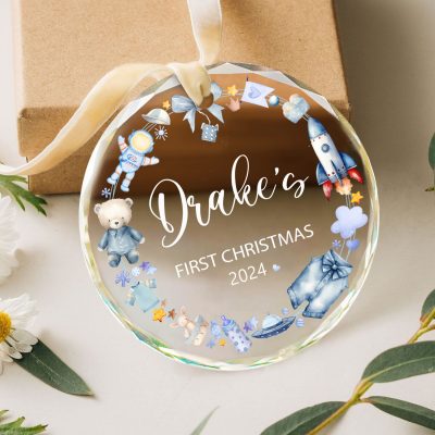Personalized Baby Boy First Christmas Ornament 2024 - 1st Christmas Ornament for Baby Boy - Custom Baby 1st Christmas Ornament - Baby Xmas Gift